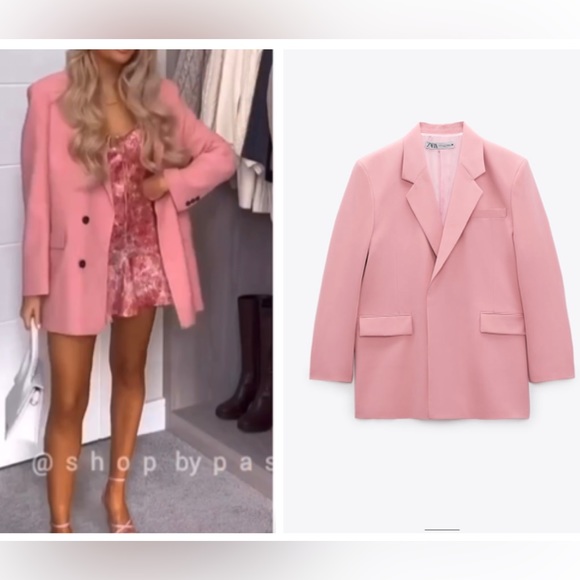 ZARA limited edition oversized double breasted pink blazer blogger favorite - Picture 5 of 14
